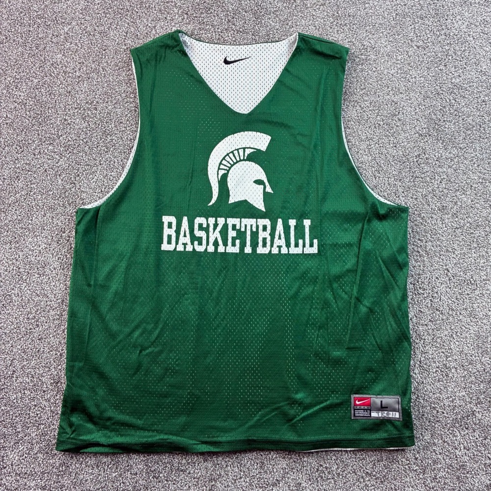 Vintage Nike Michigan State Spartans Basketball Jersey Mens Reversible Practice